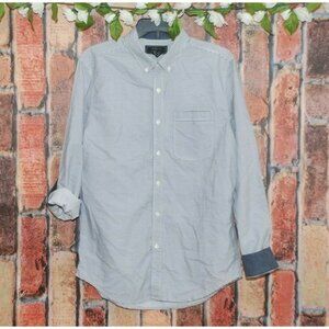21 Men Men's Gray Striped Shirt Size L Roll Tab